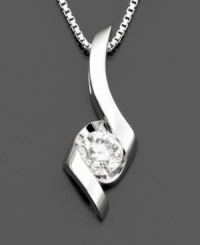 Elegant and eye-catching. Sirena's exquisite pendant features a round-cut diamond (1/4 ct. t.w.) crafted in a beautiful 14k white gold setting. Approximate length: 18 inches. Elegant and eye-catching. Sirena's exquisite pendant features a round-cut diamond (1/4 ct. t.w.) crafted in a beautiful 14k white gold setting. Approximate length: 18 inches.