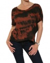 Women's Generation Love Aila Cropped Dolman Tie Dye T-Shirt Black Size XS/S