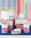 Bring the fun and preppy style that only Tommy Hilfiger can provide to your bathroom with the Westport wastebasket. Cool and sleek ceramic combines with pink, light blue and white to create a signature Tommy style likely to complement any bathroom. (Clearance)