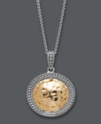 A striking silhouette. Giani Bernini's elegant pendant features a chic, circular shape and hammered and beaded design. Set in 24k gold over sterling silver and sterling silver. Approximate length: 18 inches. Approximate drop: 1 inch.