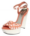 Polka dots are always fun and fancy. Bebe's Kenley platform sandals are super tall and super cute.