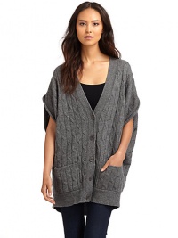 THE LOOKCable knit constructionDolman sleevesButton-front closureDual seam pocketsTHE FITAbout 30 from shoulder to hemTHE MATERIALLambswool/modal/nylon/cashmereCARE & ORIGINHand washImportedModel shown is 5'8 (172½cm) wearing US size Small. THE LOOKCable knit constructionDolman sleevesButton-front closureDual seam pocketsTHE FITAbout 30 from shoulder to hemTHE MATERIALLambswool/modal/nylon/cashmereCARE & ORIGINHand washImportedModel shown is 5'8 (172½cm) wearing US size Small.