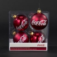 75MM PLASTIC BALLS W/PRINTED COCA COLA & METAL CAPS 4PC. - Christmas Ornament 75MM PLASTIC BALLS W/PRINTED COCA COLA & METAL CAPS 4PC. - Christmas Ornament