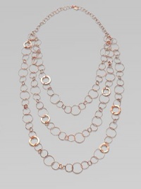 From the Lite Links Collection. Three graduated strands of delicate open links, crafted of sterling silver and 18k gold, finished in the warm glow of 18k rose goldplating. 18k gold and sterling silver with rose goldplating Length, about 36 Lobster clasp Made in USA From the Lite Links Collection. Three graduated strands of delicate open links, crafted of sterling silver and 18k gold, finished in the warm glow of 18k rose goldplating. 18k gold and sterling silver with rose goldplating Length, about 36 Lobster clasp Made in USA