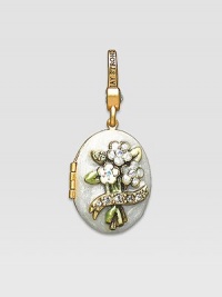 Diamond-like CRYSTALLIZED - Swarovski Elements sparkle on this handcrafted, hand-enameled birthstone locket that opens to hold a favorite photo. Crystal Enamel 18k goldplated brass & brass-plated pewter Month indicated on the back Length, about 1¼ Width, about 1 Spring clip clasp Made in USA Diamond-like CRYSTALLIZED - Swarovski Elements sparkle on this handcrafted, hand-enameled birthstone locket that opens to hold a favorite photo. Crystal Enamel 18k goldplated brass & brass-plated pewter Month indicated on the back Length, about 1¼ Width, about 1 Spring clip clasp Made in USA