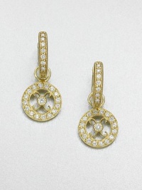 From the Couture Collection. A chic design with pavé diamonds set in 18k gold; perfect for your favorite hoops. Diamonds, .32 tcw18k goldFixed baleImported Please note: Earrings sold separately. From the Couture Collection. A chic design with pavé diamonds set in 18k gold; perfect for your favorite hoops. Diamonds, .32 tcw18k goldFixed baleImported Please note: Earrings sold separately.