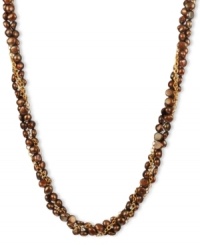 Go for a subtle hint of color. This beautiful necklace features bronze-colored cultured freshwater pearls (6-7 mm) set in 18k gold over sterling silver. Approximate length: 18 inches. Go for a subtle hint of color. This beautiful necklace features bronze-colored cultured freshwater pearls (6-7 mm) set in 18k gold over sterling silver. Approximate length: 18 inches.