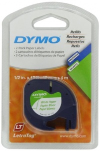 Dymo 10697 1/2in X 13ft Letratag White Paper Tape (2-Tapes) Dymo 10697 1/2in X 13ft Letratag White Paper Tape (2-Tapes)