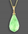 Go green with Effy Collection's captivating teardrop-shaped jade pendant (31 ct. t.w.) suspended from a 14k gold necklace. Approximate length: 18 inches. Approximate drop: 1-1/4 inches.