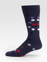 A bold, multicolored polka-dot pattern adorns this modern dress sock crafted in a rich Italian cotton blend.Mid-calf height80% cotton/20% nylonMachine washImported of Italian fabric A bold, multicolored polka-dot pattern adorns this modern dress sock crafted in a rich Italian cotton blend.Mid-calf height80% cotton/20% nylonMachine washImported of Italian fabric