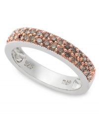 Sweet, stackable sparkle. Round-cut champagne diamonds (1/2 ct. t.w.) adorn the surface of this chic ring. Set in sterling silver. Size 7. Sweet, stackable sparkle. Round-cut champagne diamonds (1/2 ct. t.w.) adorn the surface of this chic ring. Set in sterling silver. Size 7.