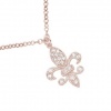 Meira T Solid Silver & Vermeil Rose Gold & Diamonds Fleur De Lis Amor Love Necklace