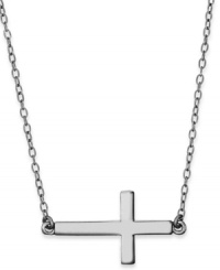 Try on the latest sideways cross trend. Studio Silver's pretty style is crafted in sterling silver with a matching chain. Approximate length: 18 inches. Approximate drop: 1/2 inch. Try on the latest sideways cross trend. Studio Silver's pretty style is crafted in sterling silver with a matching chain. Approximate length: 18 inches. Approximate drop: 1/2 inch.