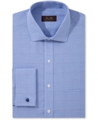 Stay crisp with no-hassle style in this no-iron dress shirt from Tasso Elba. Stay crisp with no-hassle style in this no-iron dress shirt from Tasso Elba.