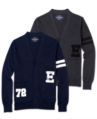 Graduate. Warm up and throw on this varsity cardigan from Ecko Unltd, a crisp, old-school style. Graduate. Warm up and throw on this varsity cardigan from Ecko Unltd, a crisp, old-school style.
