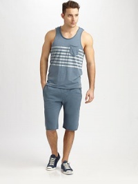 A striped tank updated with a simple patch pocket, in a soft cotton jersey triblend.CrewneckChest patch pocket50% polyester/38% cotton/12% modalMachine washImported A striped tank updated with a simple patch pocket, in a soft cotton jersey triblend.CrewneckChest patch pocket50% polyester/38% cotton/12% modalMachine washImported