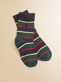 Handsome stripes adorn this cozy, cotton-y design with pony logo for little feet.75% cotton/21% nylon/3% rubber/1% spandexMachine washImported Handsome stripes adorn this cozy, cotton-y design with pony logo for little feet.75% cotton/21% nylon/3% rubber/1% spandexMachine washImported