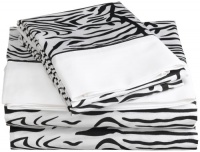 Regal Collection 300 Thread-Count Zebra Print Queen Sheet Set, Black/White Regal Collection 300 Thread-Count Zebra Print Queen Sheet Set, Black/White