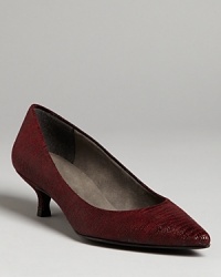 Switch up your flats for a little lift with these stylish Stuart Weitzman pointed toe pumps. Cute, kitten heels add a bit of height without going to extremes. Switch up your flats for a little lift with these stylish Stuart Weitzman pointed toe pumps. Cute, kitten heels add a bit of height without going to extremes.