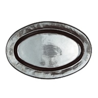 Give dramatic presentation to hors d'oeuvres, desserts and more with this sturdy, pewter-finished stoneware platter from Juliska. Give dramatic presentation to hors d'oeuvres, desserts and more with this sturdy, pewter-finished stoneware platter from Juliska.