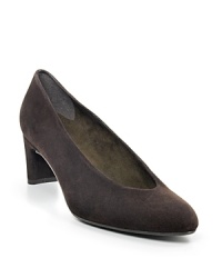 Suede mid-heel pumps in a classic silhouette. 2.25 covered heel. Suede mid-heel pumps in a classic silhouette. 2.25 covered heel.