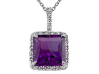Genuine Amethyst Pendant by Effy Collection® in 14 kt White Gold LIFETIME WARRANTY Genuine Amethyst Pendant by Effy Collection® in 14 kt White Gold LIFETIME WARRANTY