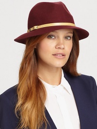 Relaxed fedora style crafted from fine wool felt with leather belt detail and antique brass hardware.WoolOne size fits mostSpot cleanImported Relaxed fedora style crafted from fine wool felt with leather belt detail and antique brass hardware.WoolOne size fits mostSpot cleanImported