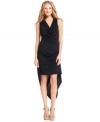 Draped details and an asymmetrical hem updates this chic MICHAEL Michael Kors dress for a stylish soiree look.