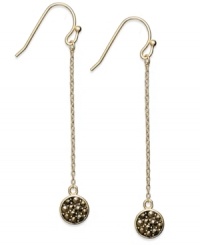 Go to great lengths with Studio Silver's drop earrings. Set in 18k gold over sterling silver, the pair features marcasite to stunning effect at the end. Approximate drop: 2-1/2 inches. Go to great lengths with Studio Silver's drop earrings. Set in 18k gold over sterling silver, the pair features marcasite to stunning effect at the end. Approximate drop: 2-1/2 inches.