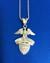 US Air Force .925 Sterling Silver Necklace - United States Military Jewelry Pendant - USAF Charm On Chain (22 Chain with Charm, .925 Sterling Silver)