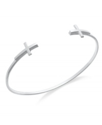 The shine of the cross. Studio Silver's cuff bracelet, set in sterling silver, features a design that's sure to impress and convey a strong personal connection. Approximate diameter: 2-1/2 inches. The shine of the cross. Studio Silver's cuff bracelet, set in sterling silver, features a design that's sure to impress and convey a strong personal connection. Approximate diameter: 2-1/2 inches.