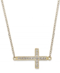 A beautiful cross to bear. Studio Silver's necklace and cross pendant, set in 18k gold over sterling silver, dazzle with cubic zirconia accents only adding to the lustrous effect. Approximate length: 18 inches. Approximate drop width: 3/4 inch. Approximate drop length: 1/2 inch. A beautiful cross to bear. Studio Silver's necklace and cross pendant, set in 18k gold over sterling silver, dazzle with cubic zirconia accents only adding to the lustrous effect. Approximate length: 18 inches. Approximate drop width: 3/4 inch. Approximate drop length: 1/2 inch.