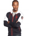 Stand out even when you go casual with this sharp hooded jacket from Puma. (Clearance)