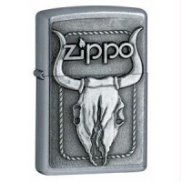 Zippo Lighter Bull Skull Emblem, Street Chrome