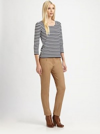 Skinny pants made from a brilliant blend of stretch cotton features two convenient front pockets.Hook-and-eye closureZip flyBelt loopsZipper pocketsInseam, about 28Body: 52% cotton/38% polyamide/10% elastaneLining: cottonDry cleanImportedModel shown is 5'10 (177cm) wearing US size 4. Skinny pants made from a brilliant blend of stretch cotton features two convenient front pockets.Hook-and-eye closureZip flyBelt loopsZipper pocketsInseam, about 28Body: 52% cotton/38% polyamide/10% elastaneLining: cottonDry cleanImportedModel shown is 5'10 (177cm) wearing US size 4.