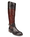 Rich multi-tonal leather, logo crests and buckle details lend these VINCE CAMUTO riding boots a sophisticated, equestrian look.