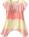 Beautees Girls 7-16 Butterfly Sharkbite Hem Top, Coral, X-Large