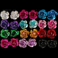 Set Of 12 Pairs 1/2 Metal (Anodized Aluminum) Flower Studs In Multi Set Of 12 Pairs 1/2 Metal (Anodized Aluminum) Flower Studs In Multi