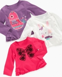 She'll look so cute in this First Impressions tee decorated with sweet playful prints. She'll look so cute in this First Impressions tee decorated with sweet playful prints.