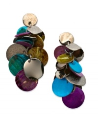 Colorful shells adorn these chic cluster earrings by Style&co. Crafted in silver tone mixed metal. Approximate drop: 2-1/4 inches. Colorful shells adorn these chic cluster earrings by Style&co. Crafted in silver tone mixed metal. Approximate drop: 2-1/4 inches.