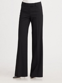 THE LOOKWide waistband with belt loopsFlat-front styleFront zipperWide-leg silhouetteTHE FITRise, about 9Inseam, about 35THE MATERIAL96% virgin wool/4% elastaneCARE & ORIGINDry cleanImported THE LOOKWide waistband with belt loopsFlat-front styleFront zipperWide-leg silhouetteTHE FITRise, about 9Inseam, about 35THE MATERIAL96% virgin wool/4% elastaneCARE & ORIGINDry cleanImported