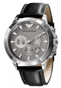 Emporio Armani Quartz, Gunmetal Gray Dial with Black Leather Band - Men's Watch AR0635 Emporio Armani Quartz, Gunmetal Gray Dial with Black Leather Band - Men's Watch AR0635