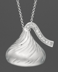 Accessorize with the sweetest sparkle. This 3-D Hershey's Kiss pendant is crafted in sterling silver with diamond accents. Approximate length: 16 inches + 2-inch extender. Approximate drop: 3/4 inch. Accessorize with the sweetest sparkle. This 3-D Hershey's Kiss pendant is crafted in sterling silver with diamond accents. Approximate length: 16 inches + 2-inch extender. Approximate drop: 3/4 inch.
