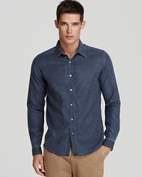 With a modern fit and a subtle back seam, this Theory shirt reinvents a closet go-to with sly style. With a modern fit and a subtle back seam, this Theory shirt reinvents a closet go-to with sly style.