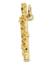 Fashion for your favorite flautist! This intricate charm features a detailed flute in 14k gold. Chain not included. Approximate length: 1 inch. Approximate width: 1/5 inch. Fashion for your favorite flautist! This intricate charm features a detailed flute in 14k gold. Chain not included. Approximate length: 1 inch. Approximate width: 1/5 inch.