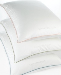 The pinnacle of comfort. Featuring lofty, hypoallergenic ecoDown® fill and a smooth 350-thread count cover, the Vail pillow from Charter Club redefines a good night's sleep. Finished with taupe piping and logo embroidery. The pinnacle of comfort. Featuring lofty, hypoallergenic ecoDown® fill and a smooth 350-thread count cover, the Vail pillow from Charter Club redefines a good night's sleep. Finished with taupe piping and logo embroidery.