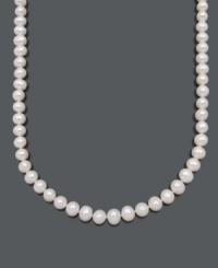 Simple style at its finest. Elegant cultured freshwater pearls (9-10 mm) by Belle de Mer set a sophisticated tone for any ensemble. 14k gold clasp. Approximate length: 16 inches. Simple style at its finest. Elegant cultured freshwater pearls (9-10 mm) by Belle de Mer set a sophisticated tone for any ensemble. 14k gold clasp. Approximate length: 16 inches.