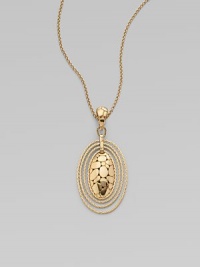 From the Kali Zen Collection. Signature dotted pendant with concentric ovals on a delicate chain link.18K gold Length, about 18 Pendant length, about 2½ Pendant width, about 1 Lobster clasp closure Made in Bali From the Kali Zen Collection. Signature dotted pendant with concentric ovals on a delicate chain link.18K gold Length, about 18 Pendant length, about 2½ Pendant width, about 1 Lobster clasp closure Made in Bali