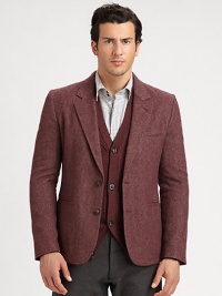 A well-tailored suiting essential with extraordinary, modern appeal defines this single-breasted blazer, shaped in a lightweight, luxurious wool blend.Button-frontChest, waist welt pocketsRear ventAbout 29 from shoulder to hem80% wool/8% polyamide/7% silk/5% cashmereDry cleanMade in Italy A well-tailored suiting essential with extraordinary, modern appeal defines this single-breasted blazer, shaped in a lightweight, luxurious wool blend.Button-frontChest, waist welt pocketsRear ventAbout 29 from shoulder to hem80% wool/8% polyamide/7% silk/5% cashmereDry cleanMade in Italy