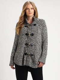 Featuring a curved silhouette, which will pair perfectly with your favorite straight-leg or skinny pants, a textured cape-inspired style with timeless toggles.Stand collarLong sleevesToggle closureZipper frontCurved hemAbout 29 from shoulder to hemCotton/acrylicMachine washImported Featuring a curved silhouette, which will pair perfectly with your favorite straight-leg or skinny pants, a textured cape-inspired style with timeless toggles.Stand collarLong sleevesToggle closureZipper frontCurved hemAbout 29 from shoulder to hemCotton/acrylicMachine washImported